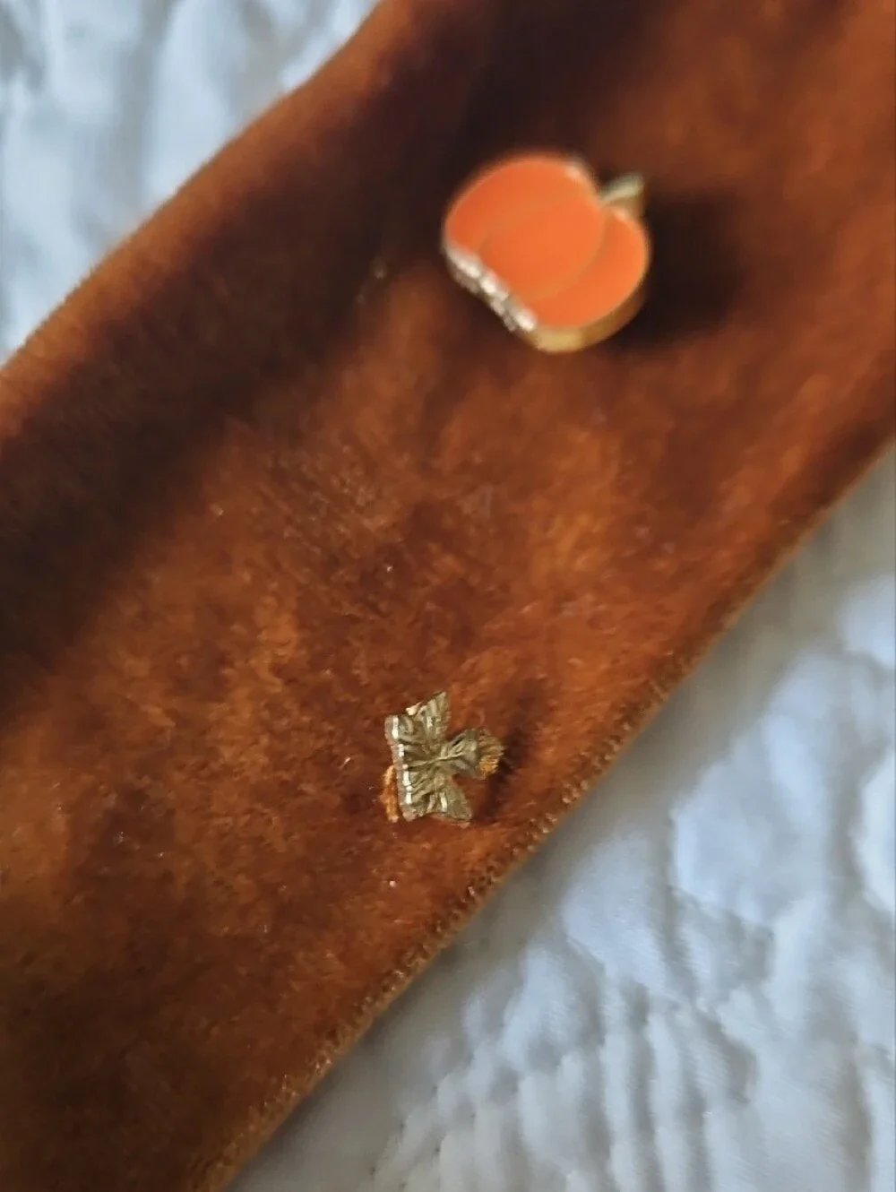 Target Velvet Brown Hair Bow with Pumpkin Charm Accents